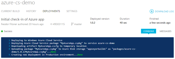 Azure deployment complete